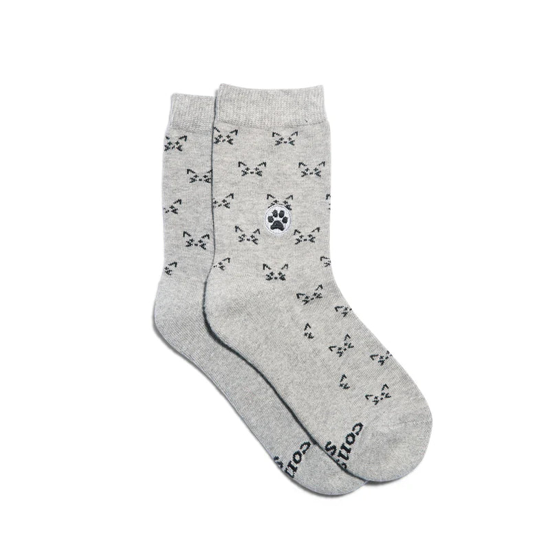 Kids Socks that Save Cats, Gray-Preschool