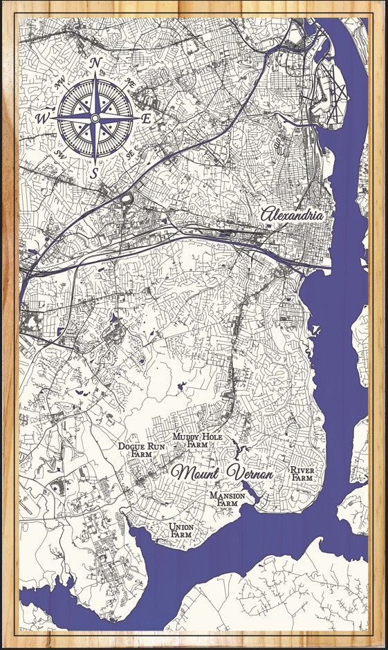 MAP PRINT ELEVATED MINI MV & POTOMAC RVR 7.25"X12"