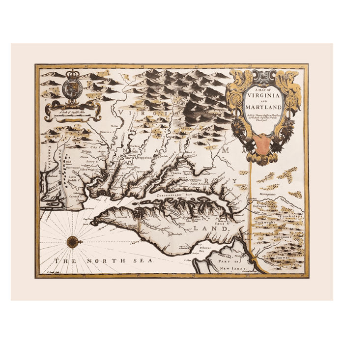 1676 Map of Virginia & Maryland – Replica Print - The Shops at Mount Vernon