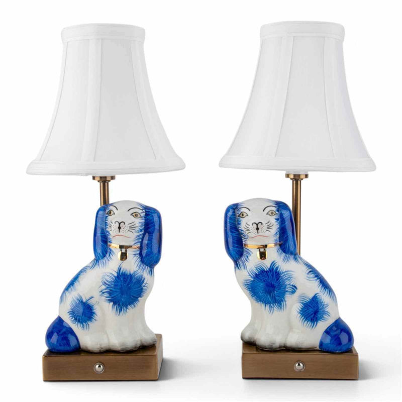 Blue Staffordshire Dog Pair Cordless Touch Lamp