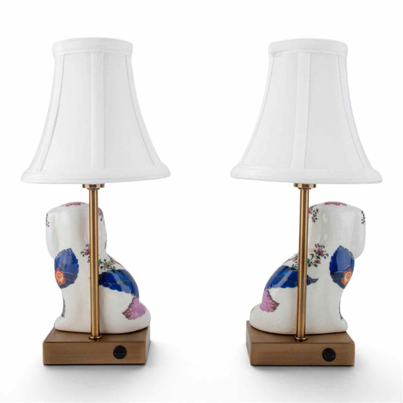 Tobacco Leaf Dog Pair Cordless Touch Lamp