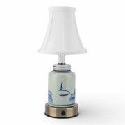 Blue & White Garden Scene Cordless Touch Lamp
