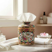 Tissue Box Cover Rose Medallion Canton Porcelain