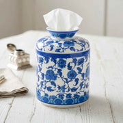 Tissue Box Cover Blue Florets Porcelain