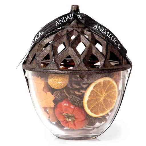 Pumpkin Spice Acorn Potpourri in a decorative glass acorn jar