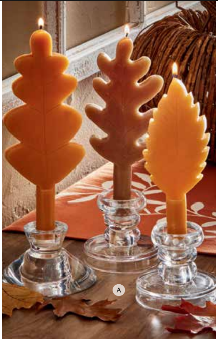 Leaf Taper Candle S/3