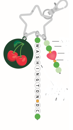 KEYCHAIN CHERRIES BEADED WASHINGTON DC