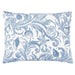 Decorative pillow with blue and white sea-themed pattern on a white background