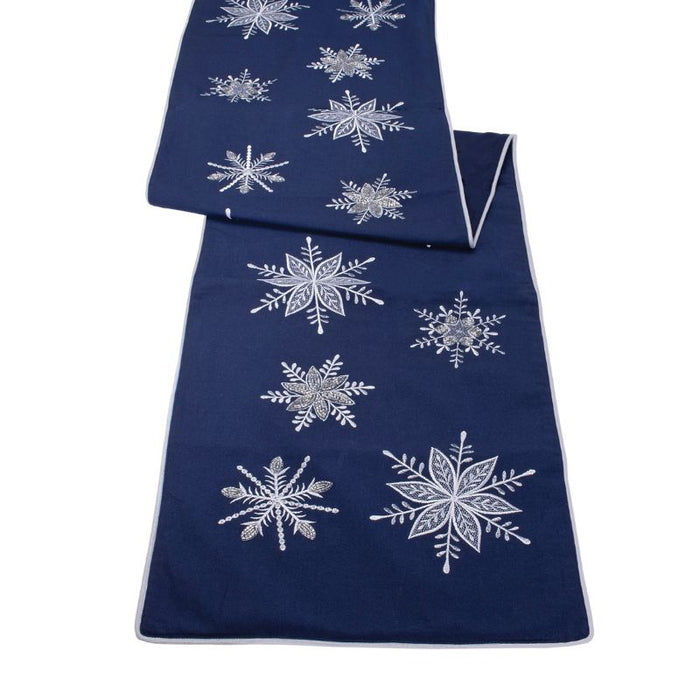 Blue & Silver Snowflake Table Runner