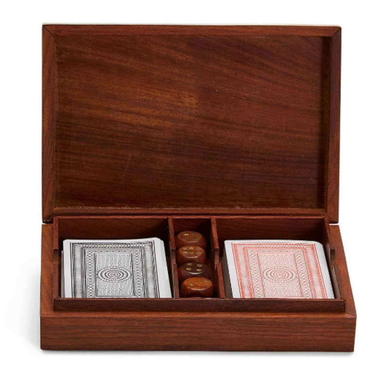 Wood Box Dice & Card Set