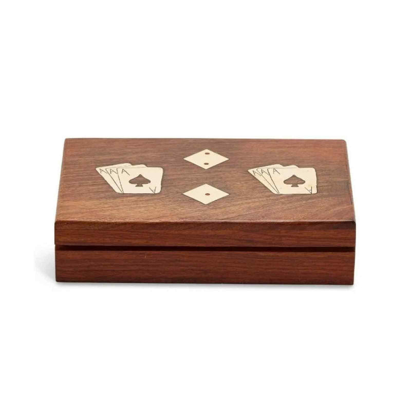 Wood Box Dice & Card Set