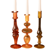 Amber Ombre Glass Taper Holder - Set of 3 - The Shops at Mount Vernon