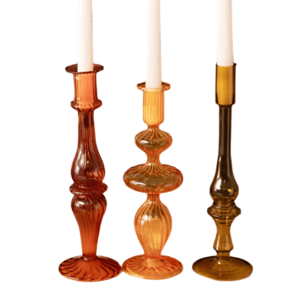 Amber Ombre Glass Taper Holder - Set of 3 - The Shops at Mount Vernon