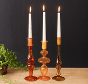 Amber Ombre Glass Taper Holder - Set of 3 - The Shops at Mount Vernon
