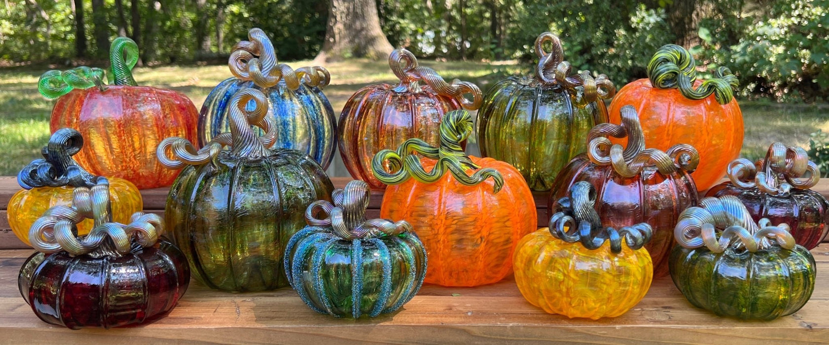 Autumn Green Glass Pumpkin - Medium - The Shops at Mount Vernon