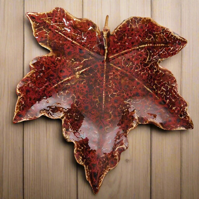 Autumn Red Leaf Plate - Stoneware - The Shops at Mount Vernon