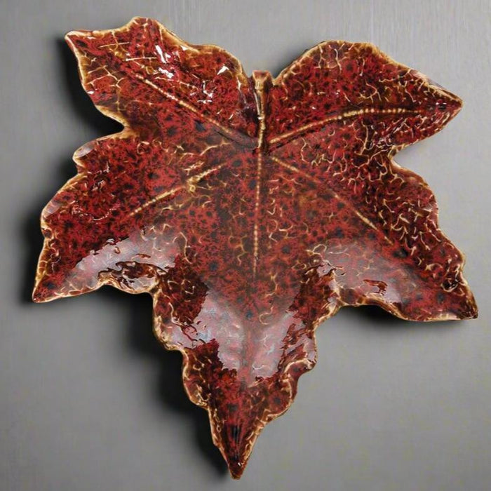 Autumn Red Leaf Plate - Stoneware - The Shops at Mount Vernon