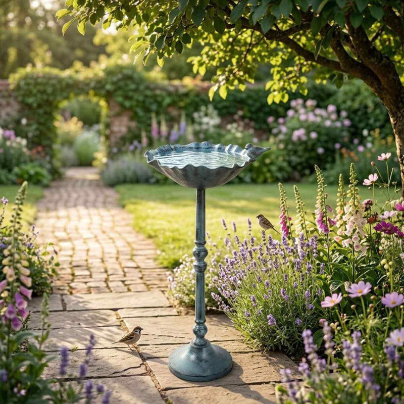 Bird on Flower Bird Bath 27x13 - The Shops at Mount Vernon