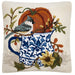 Bird with Teapot Hooked Wool Pillow - The Shops at Mount Vernon