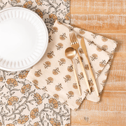 Block Print Floral Cotton Napkin - Set of 4 - The Shops at Mount Vernon