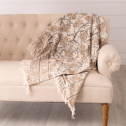 Block Print Floral Cotton Throw - The Shops at Mount Vernon