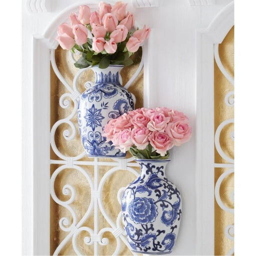 Blue and White Chinoiserie Wall Vase Set/2 - The Shops at Mount Vernon