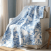 Blue and White Paisley Floral Reversible Throw - The Shops at Mount Vernon