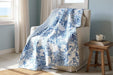 Blue and White Paisley Floral Reversible Throw - The Shops at Mount Vernon