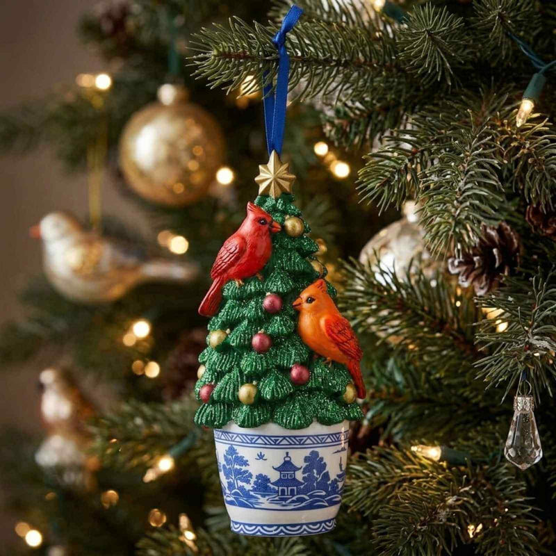 Blue Canton Topiary Christmas Tree Ornament - The Shops at Mount Vernon