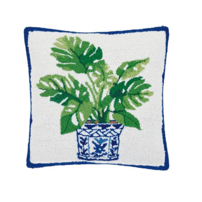 Blue Chinoiserie Monstera Plant Hook Pillow - The Shops at Mount Vernon