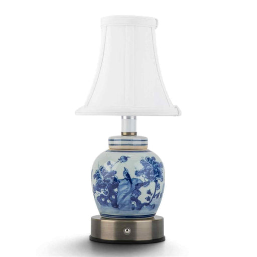 Blue Flower Bird Bulb Jar Cordless Touch Lamp - The Shops at Mount Vernon