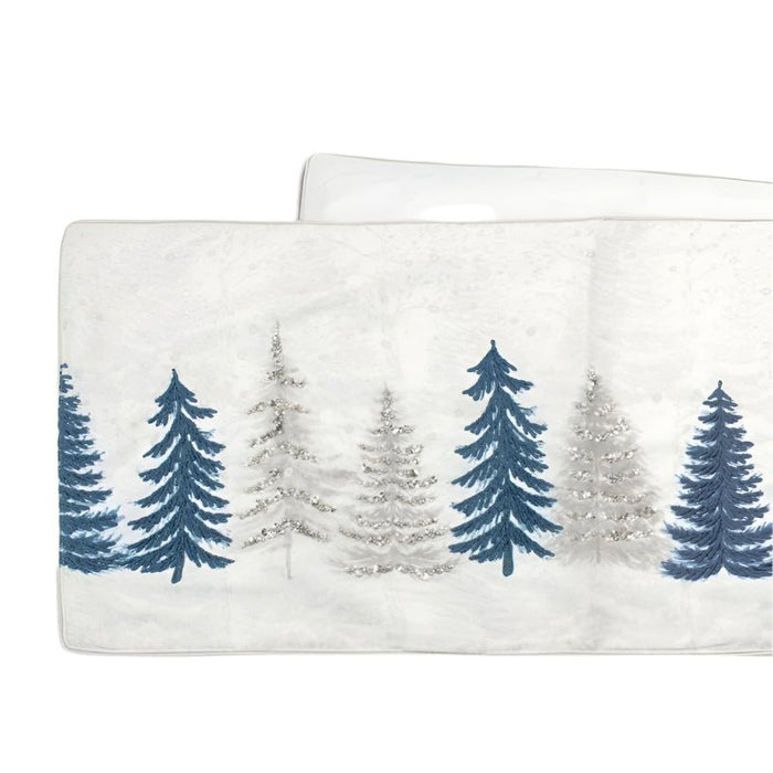 Blue & Silver Christmas Tree Table Runner - The Shops at Mount Vernon