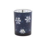 Blue & Silver Snowflake Glass Candle Holder - The Shops at Mount Vernon