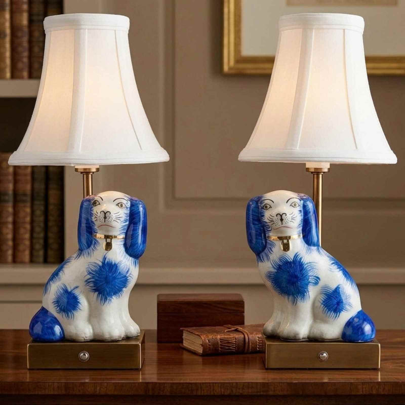 Blue Staffordshire Dog Pair Cordless Touch Lamp - The Shops at Mount Vernon