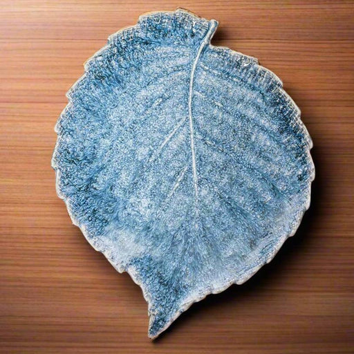 Blue Stoneware Leaf Plate - The Shops at Mount Vernon