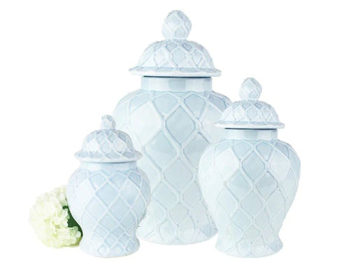 Blue Textured Pattern Ginger Jar - Two Sizes - The Shops at Mount Vernon