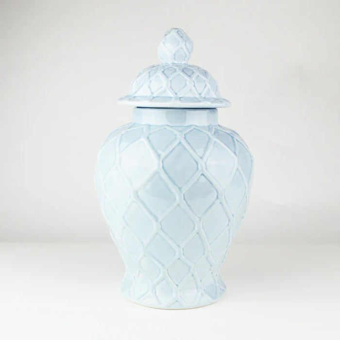 Blue Textured Pattern Ginger Jar - Two Sizes - The Shops at Mount Vernon