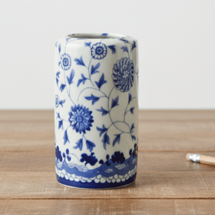 Blue & White Floral Pencil Holder - The Shops at Mount Vernon