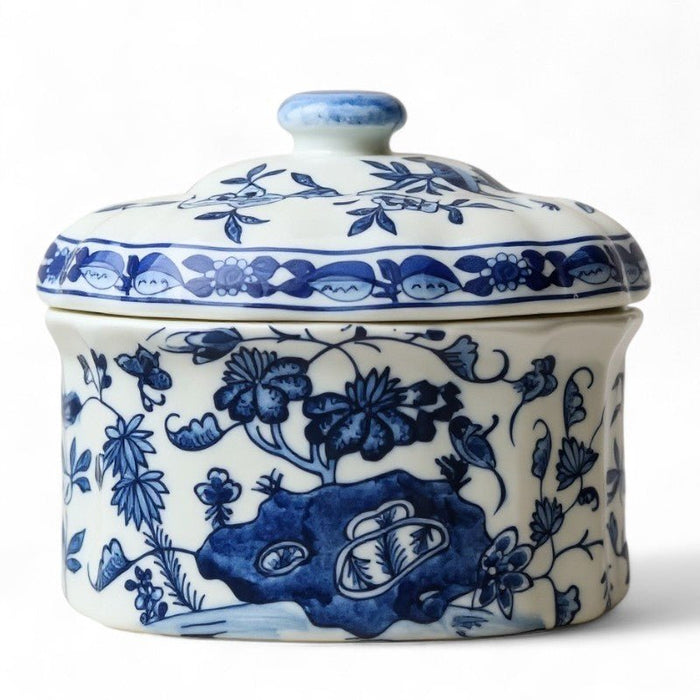 Blue & White Oval Jar - The Shops at Mount Vernon