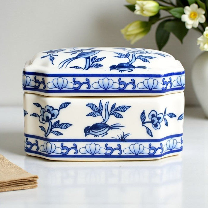 Blue & White Porcelain Cut Corner Box - The Shops at Mount Vernon