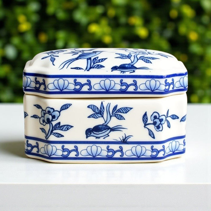 Blue & White Porcelain Cut Corner Box - The Shops at Mount Vernon