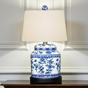 Blue & White Porcelain Oval Jar Lamp – 16” - The Shops at Mount Vernon