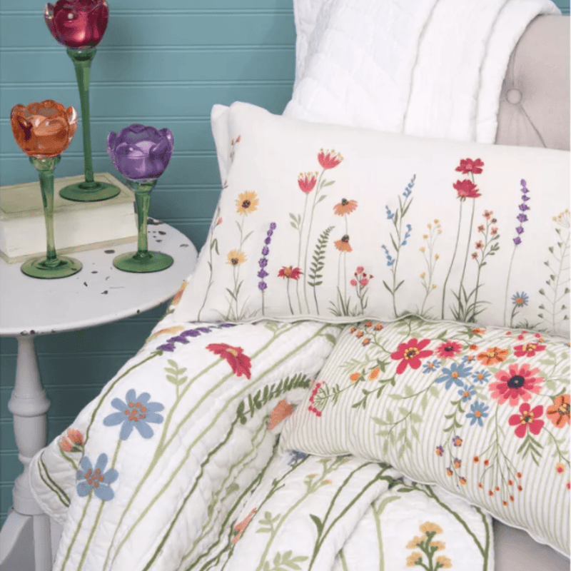 Botanical Embroidered Cotton Throw - The Shops at Mount Vernon