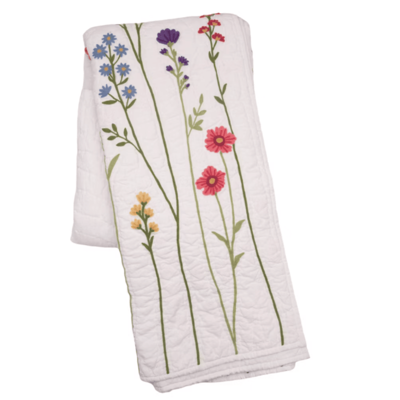 Botanical Embroidered Cotton Throw - The Shops at Mount Vernon