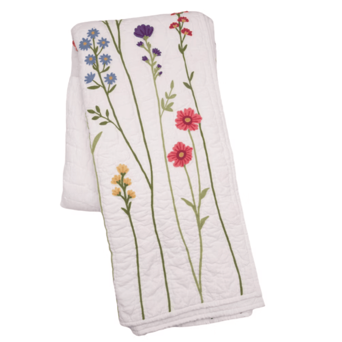 Botanical Embroidered Cotton Throw - The Shops at Mount Vernon