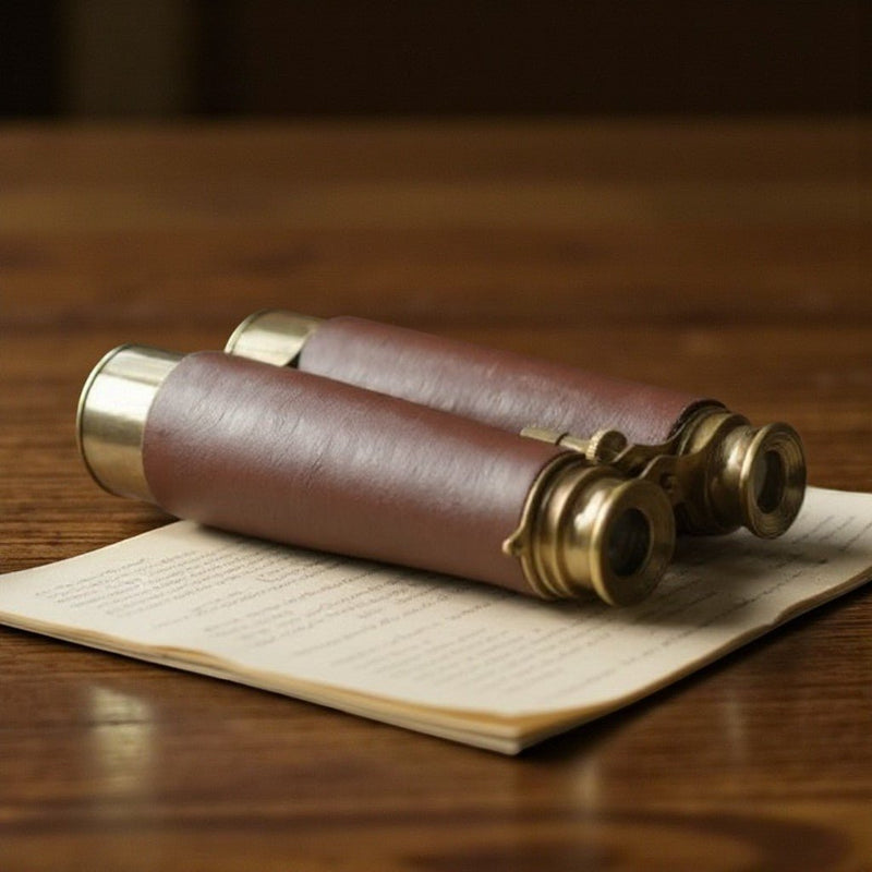 Brass and Brown Vegan Leather Binoculars - The Shops at Mount Vernon