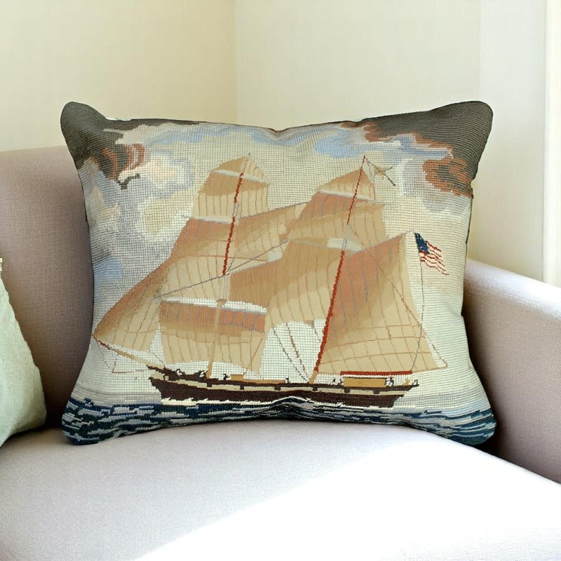 Brig Georgiana Ship Wool Pillow By Michaelian Home - The Shops at Mount Vernon