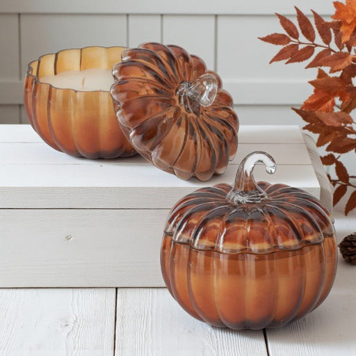 Brown Glass Pumpkin Candle – Fall Scents - The Shops at Mount Vernon