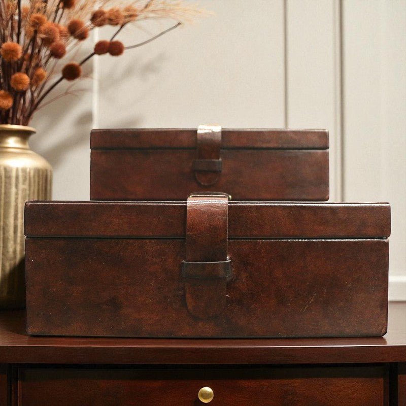Brown Leather Suede Box - Assorted Sizes - The Shops at Mount Vernon