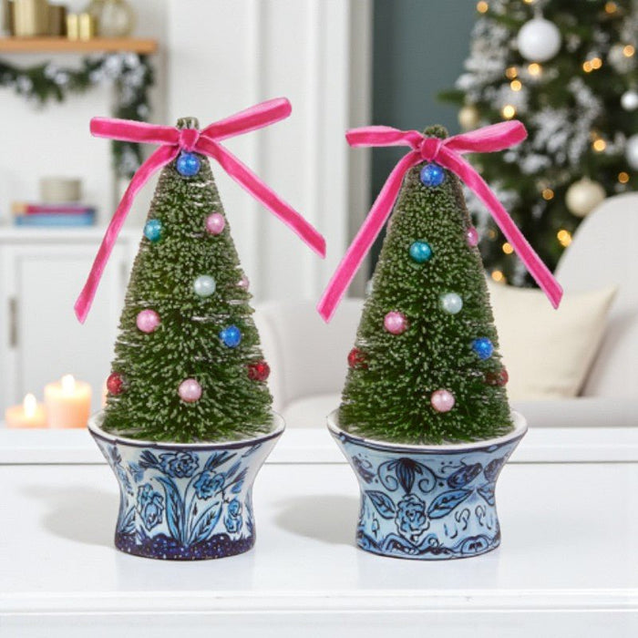 Brush Trees in Chinoiserie Pot Ornament - The Shops at Mount Vernon